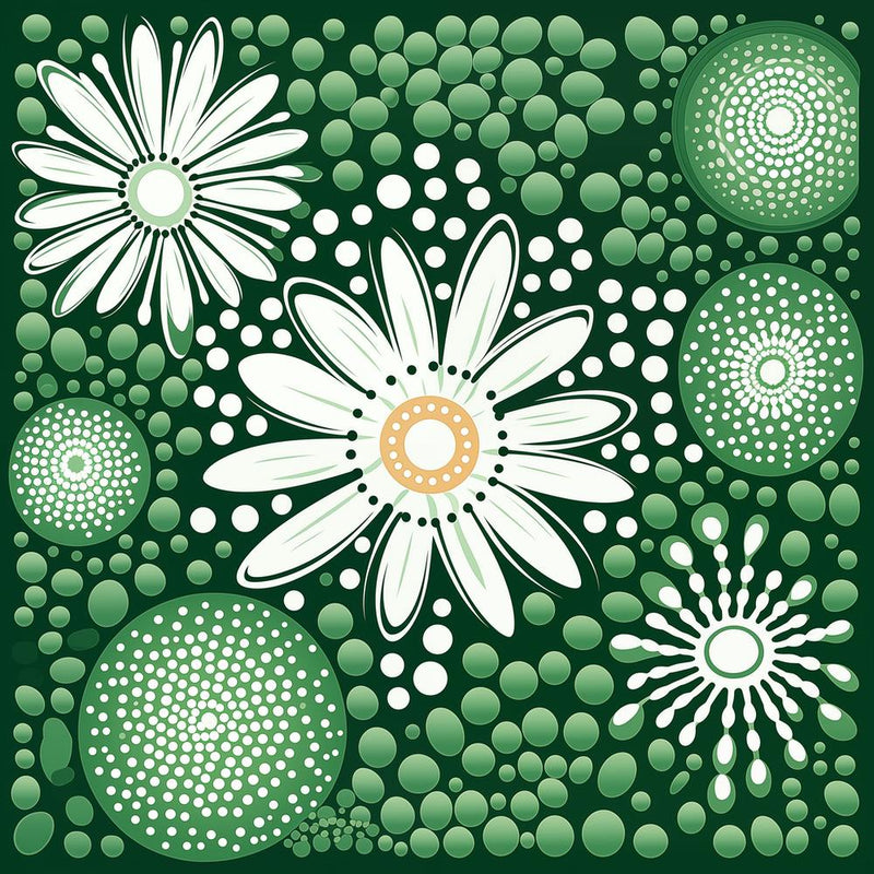 Yayoi Kusama Daisy Inspired Design In Moss Green