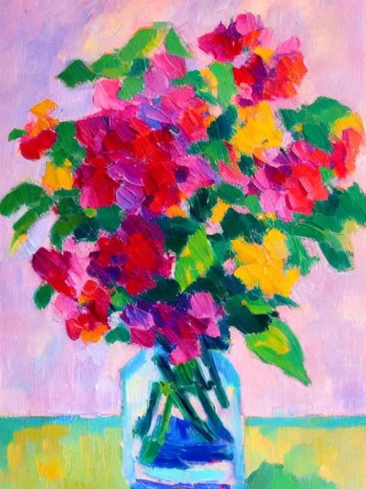 Honeysuckle Floral Abstract Block Colour Flower