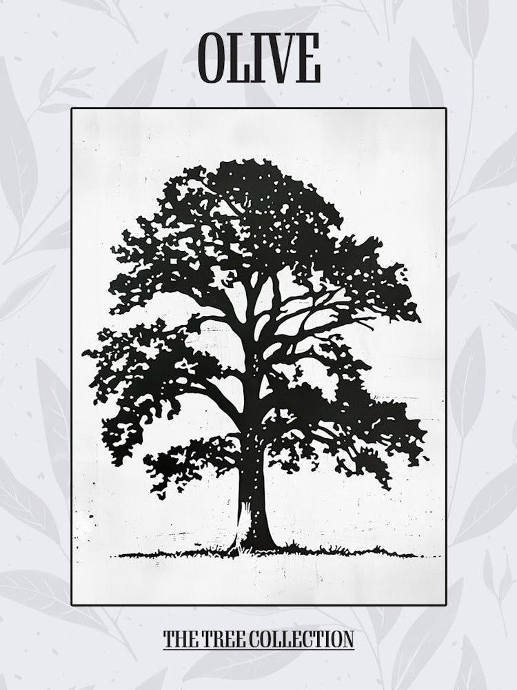 Olive Tree Simple Geometric Nature Stencil 2 Poster