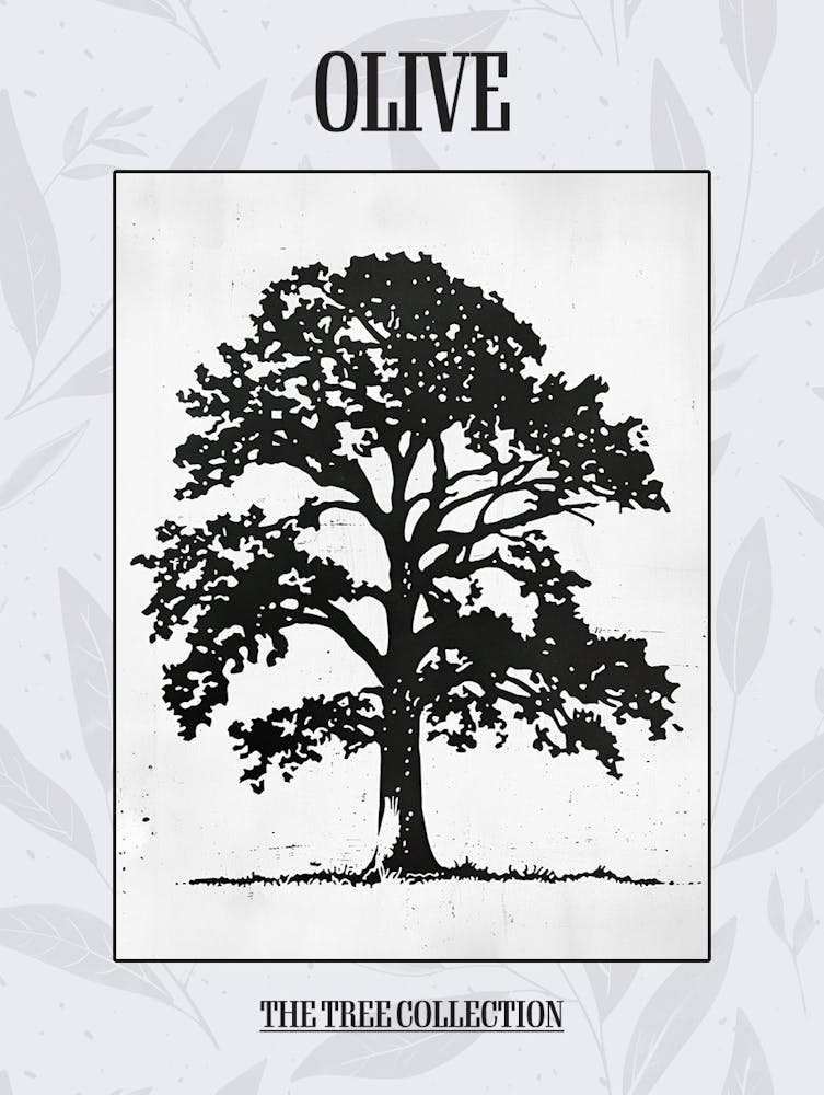 Olive Tree Simple Geometric Nature Stencil 2 Poster