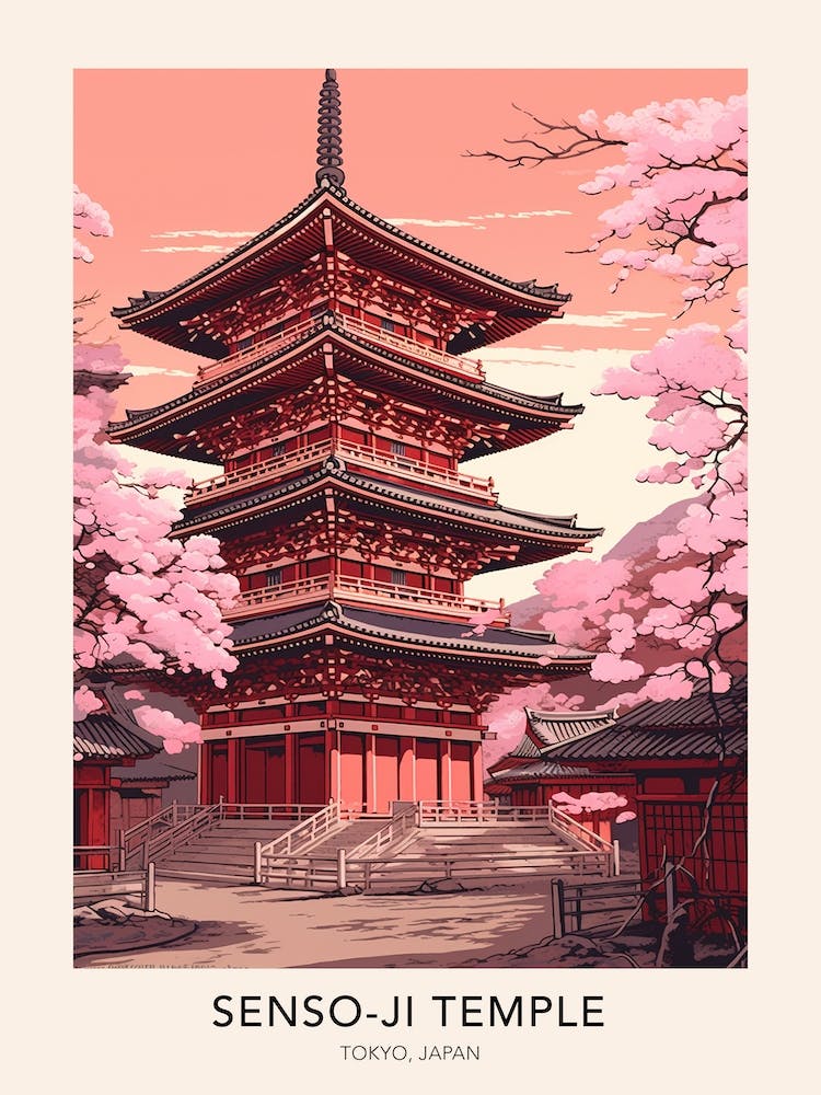 The Senso Ji Temple Tokyo Japan Travel Poster