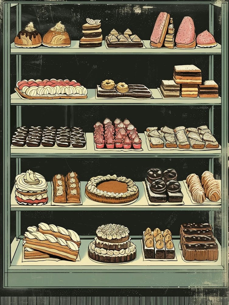 Pastries Behind The Window Illustration