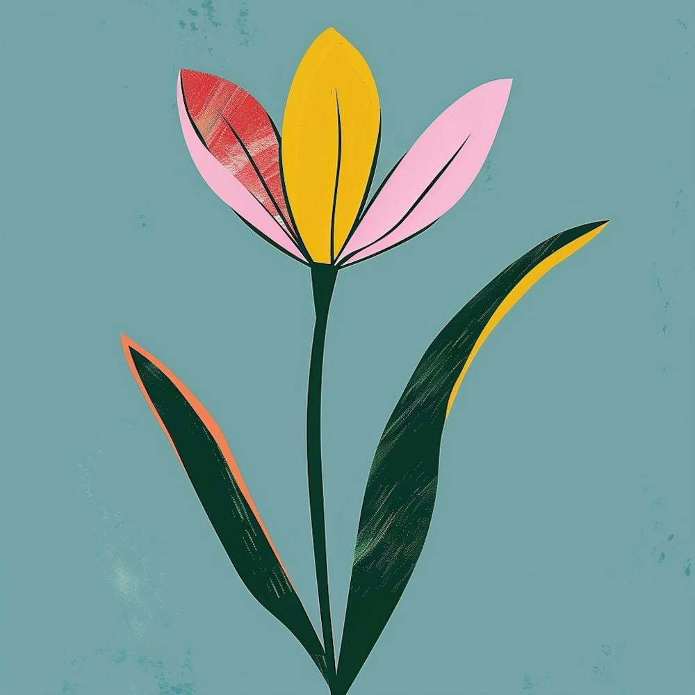 Flax Flower 2 Square Flower Illustration