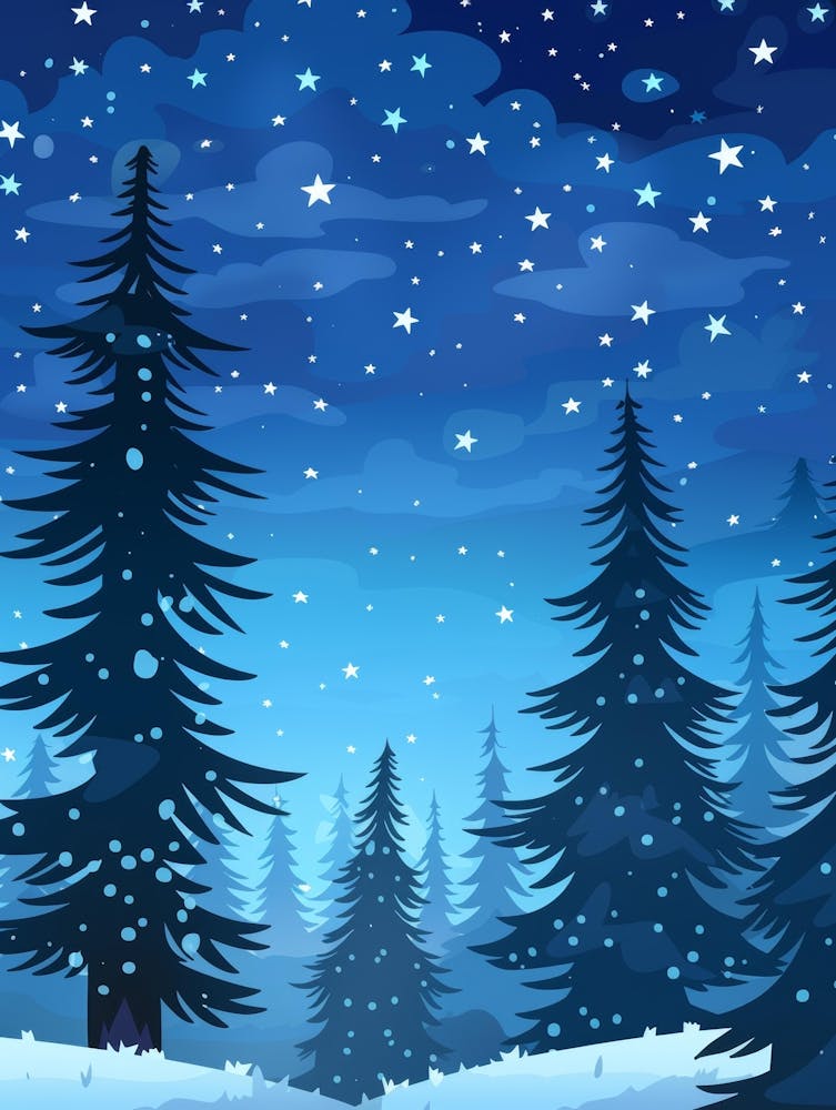 Winter Forest At Night