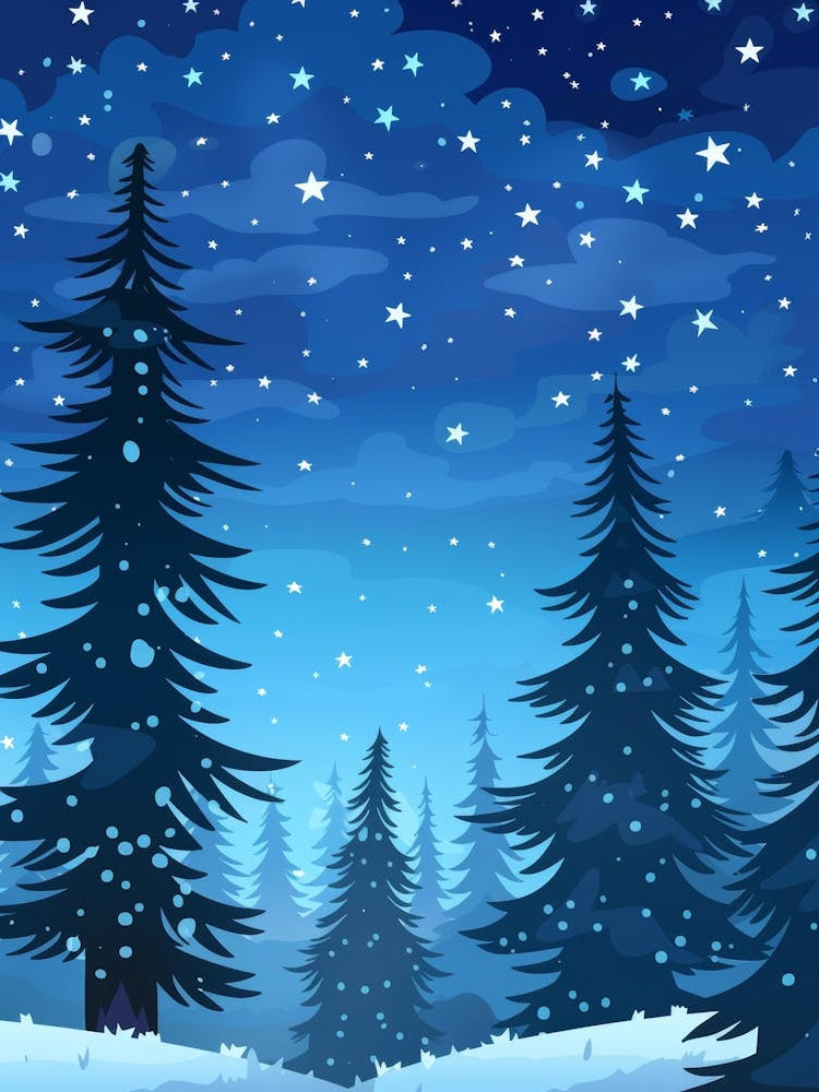 Winter Forest At Night