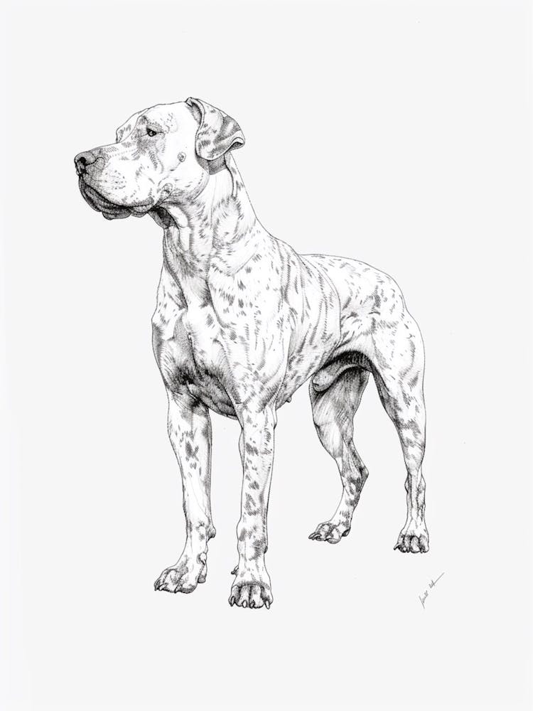 Dogo Argentino Dog Line Sketch 2