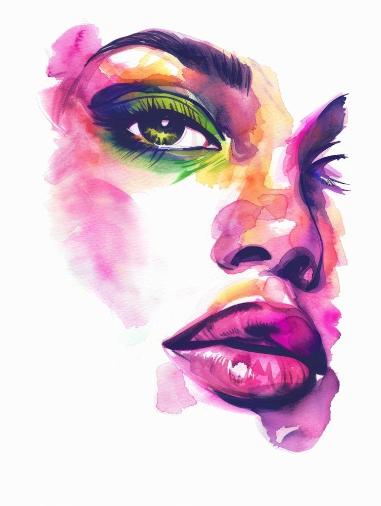 Watercolor Of A Woman'S Face 1