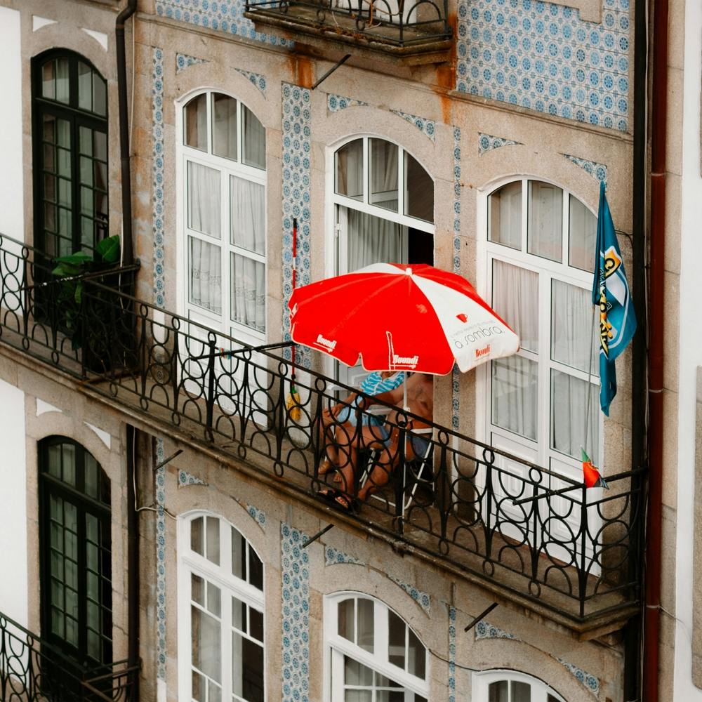 The Balcony Life In Summer Porto Portugal Square
