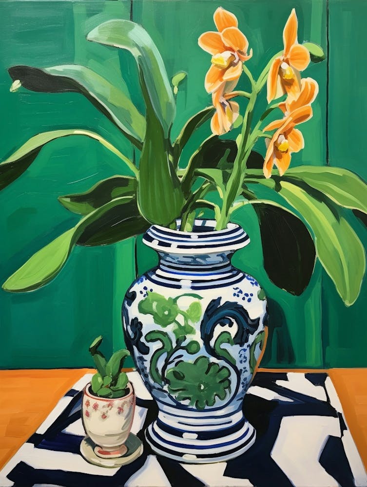 Flowers In A Vase Still Life Painting Orchid 3