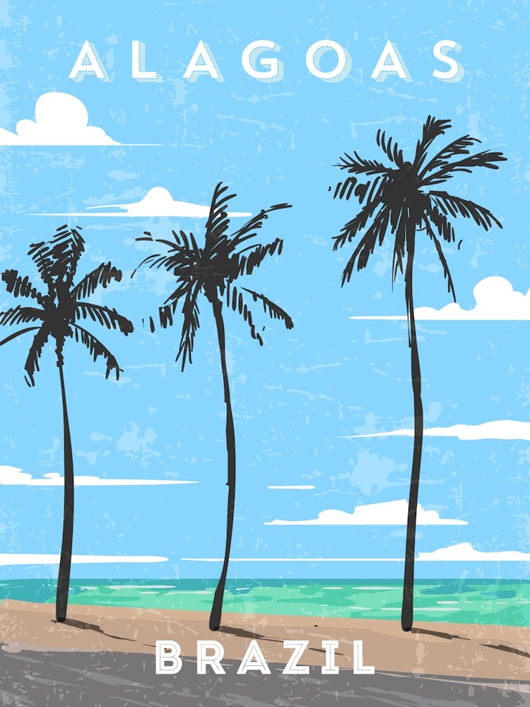 Alagoas, Brazil — Retro travel minimalist poster