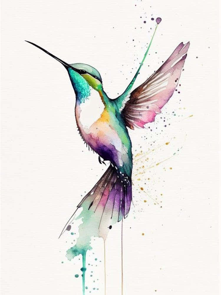 Giant Hummingbird Minimalist Watercolour 1