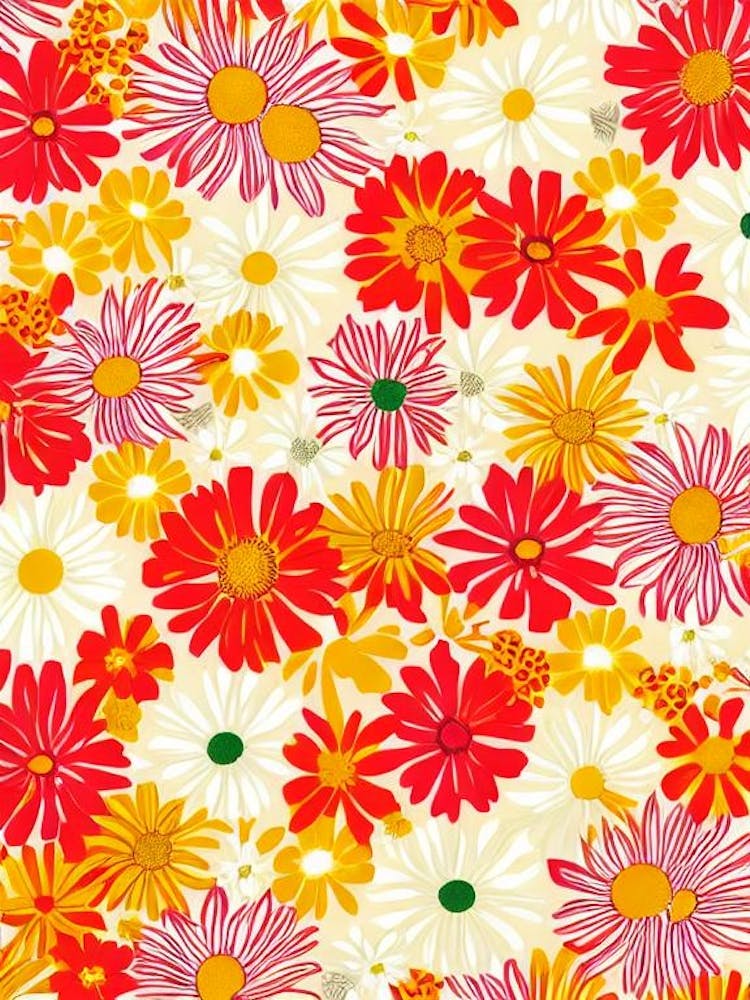 Oxeye Daisy Floral Print Warm Tones 2 Flower