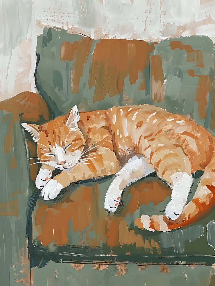 Cat Sleeping On The Couch 2