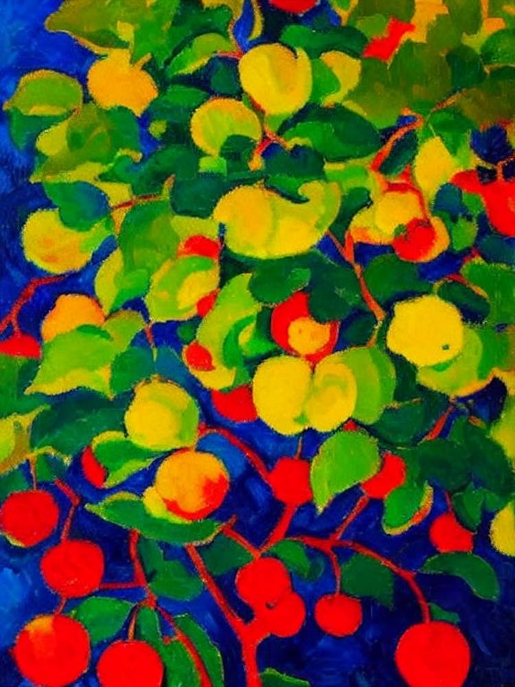 Cerise Acide Fruit Peinture Vibrante Inspirée de Matisse Fruit