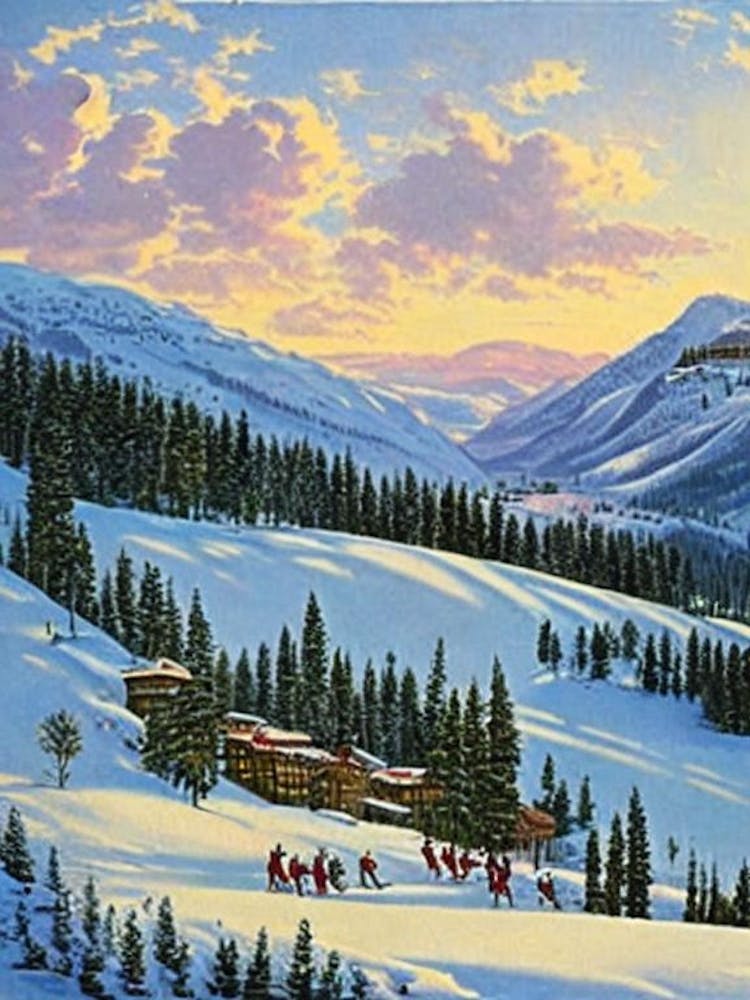Soldeu, Andorra Ski Resort Vintage Landscape 1 Skiing Poster
