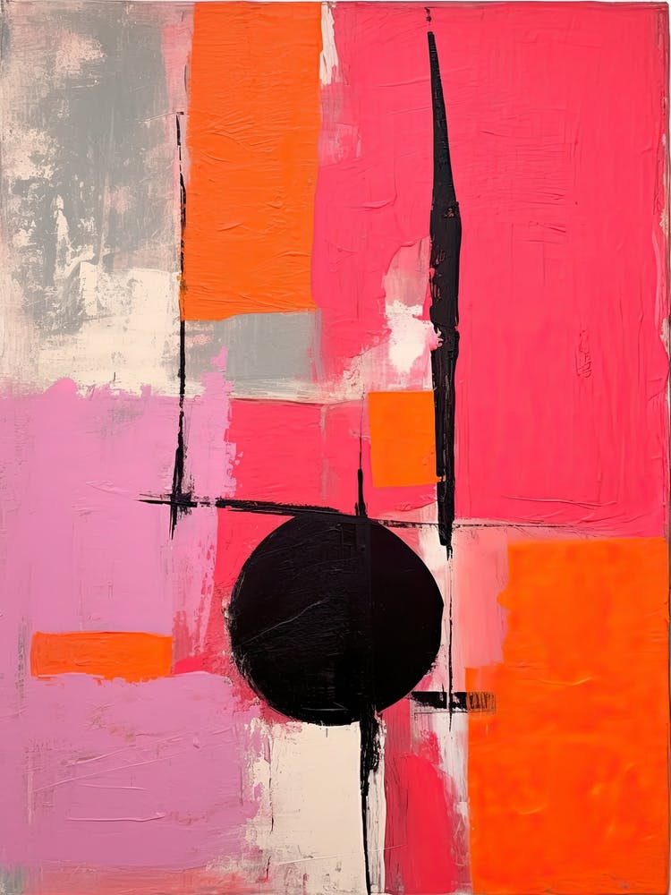 Pink And Black Abstract Painting 4