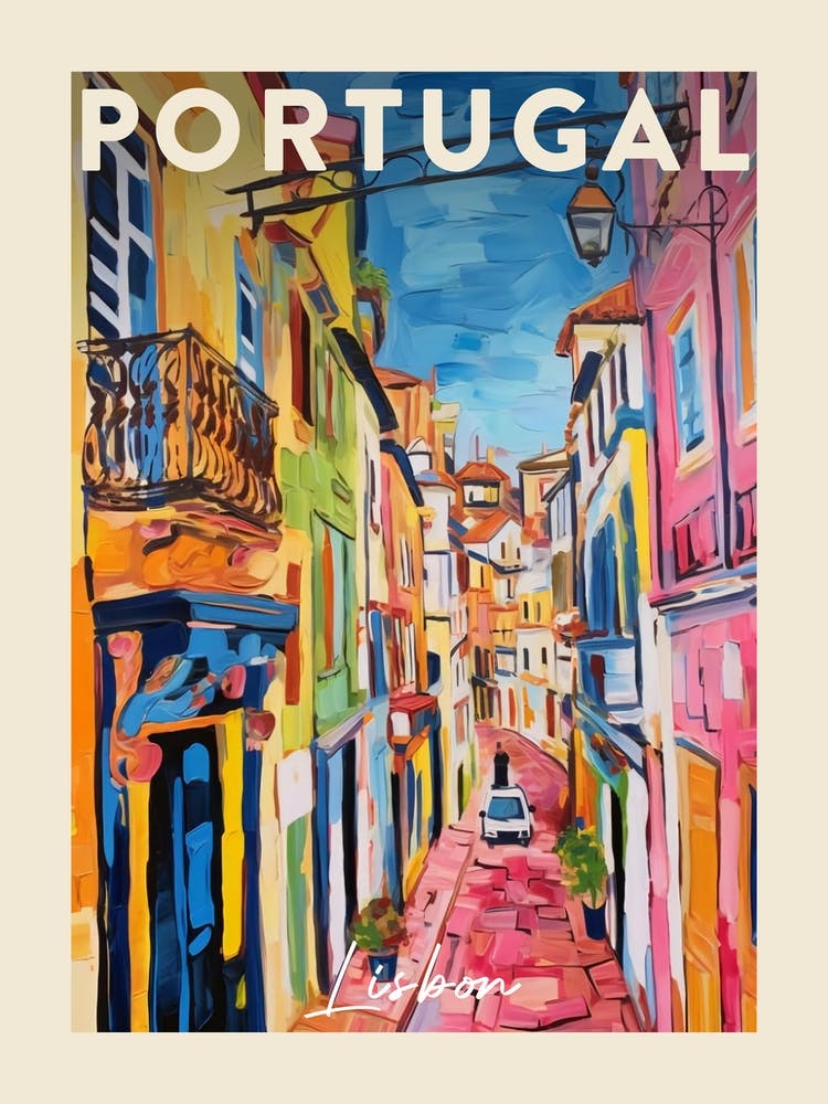 Lisbon Portugal 2 Fauvist Painting  Travel Poster