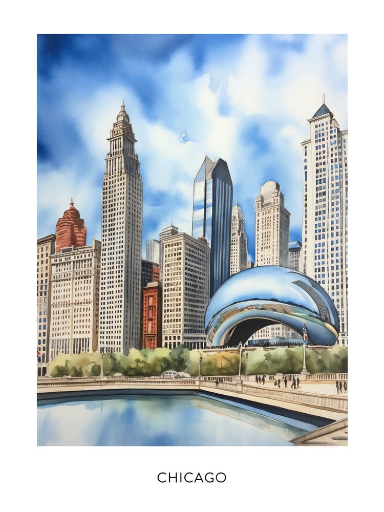 Chicago Aquarell Reiseposter 6
