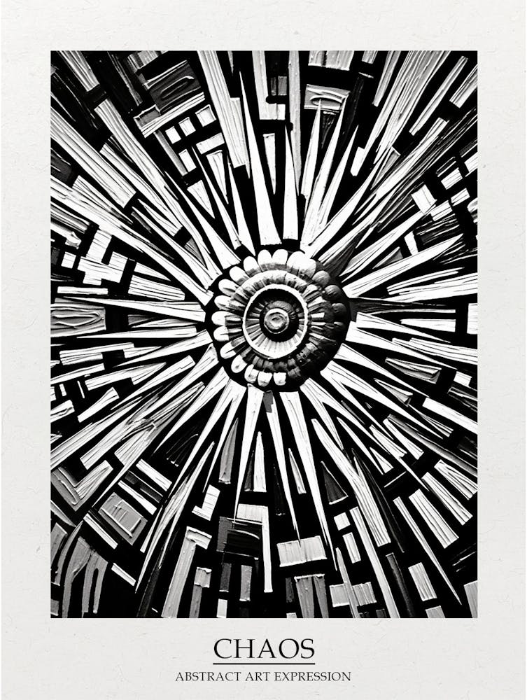 Chaos Abstract Black And White 4 Poster