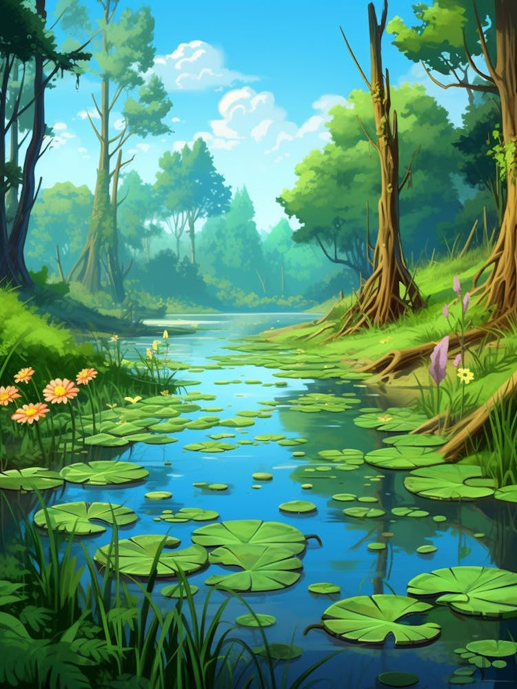 Swamp And Wetlands Cartoon 1