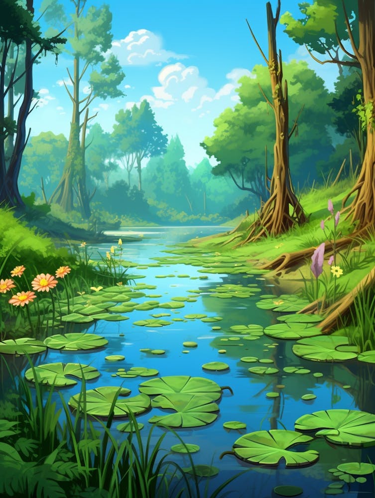 Swamp And Wetlands Cartoon 1