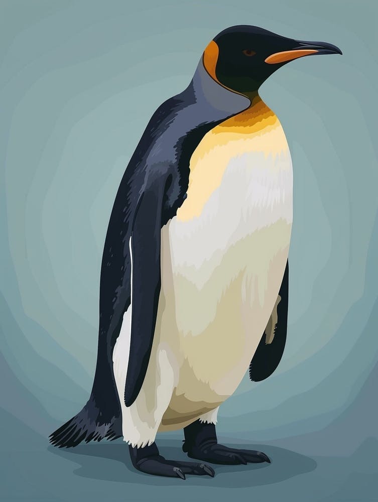 Königs Pinguin Stewart Island Ulva Island Minimalistische Illustration 1