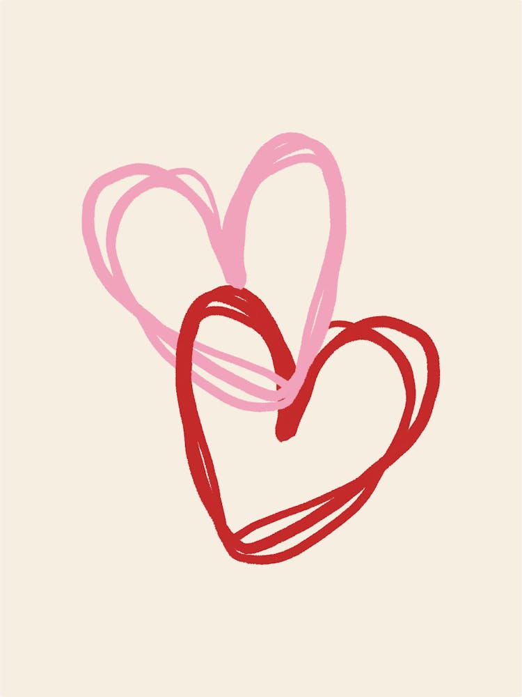 Pink and Red Love Hearts