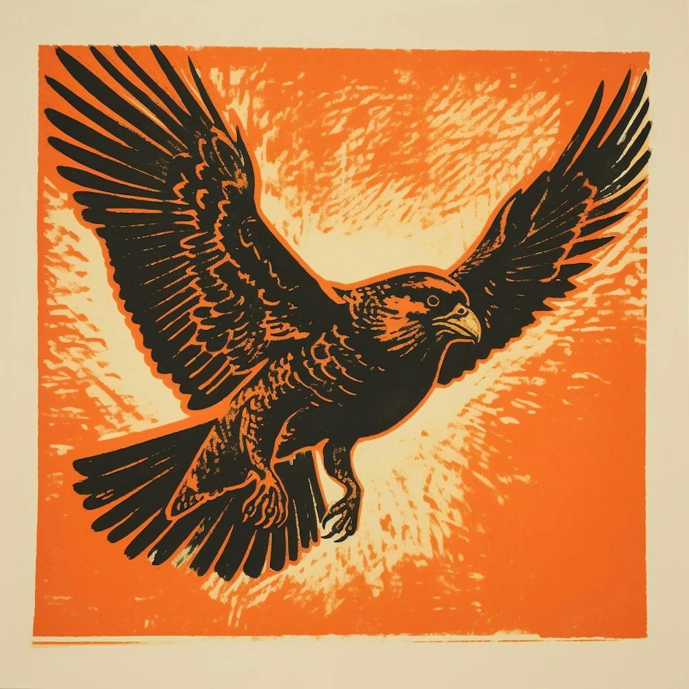 Retro Bird Lithograph Falcon 4