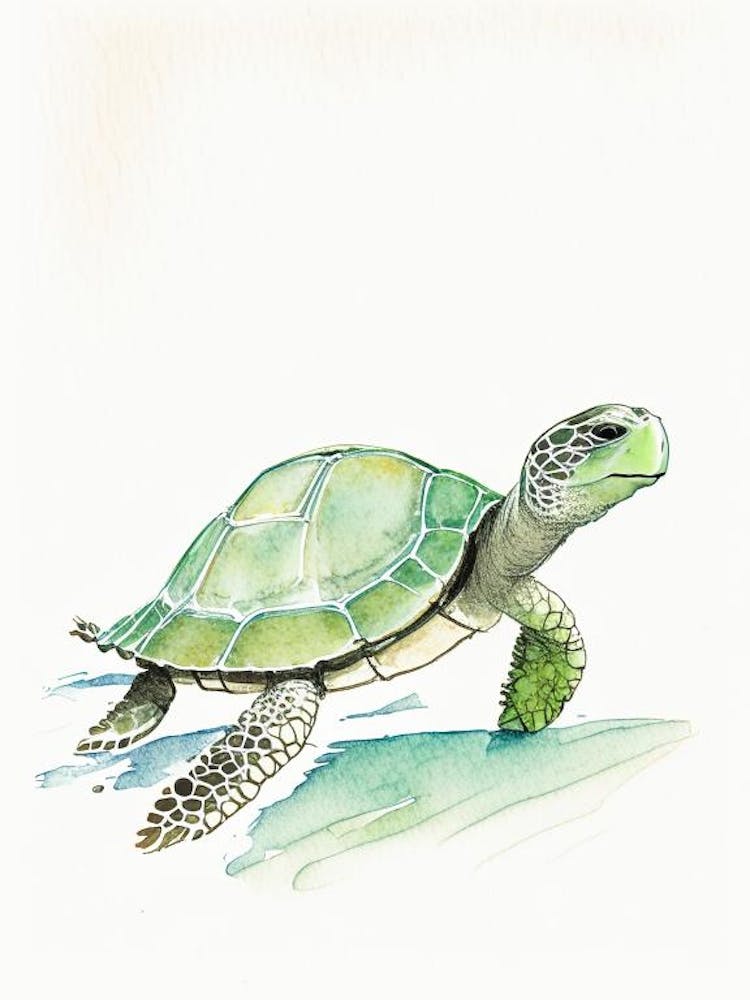 Naturschutz-Meeresschildkröte, Meeresschildkröten-Bleistiftillustration 1