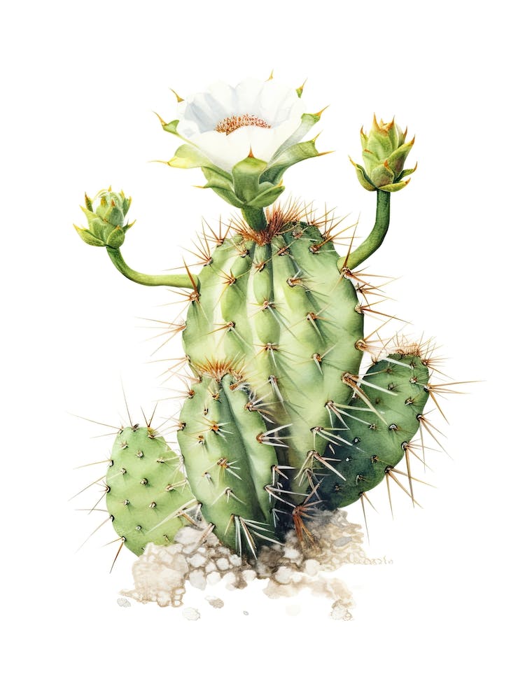 Woolly Torch Cactus Watercolour Drawing 4