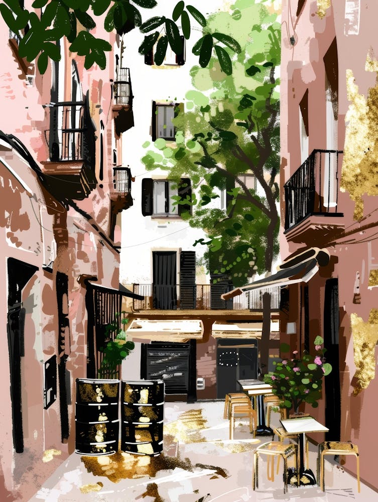 Caféstraße in Barcelona