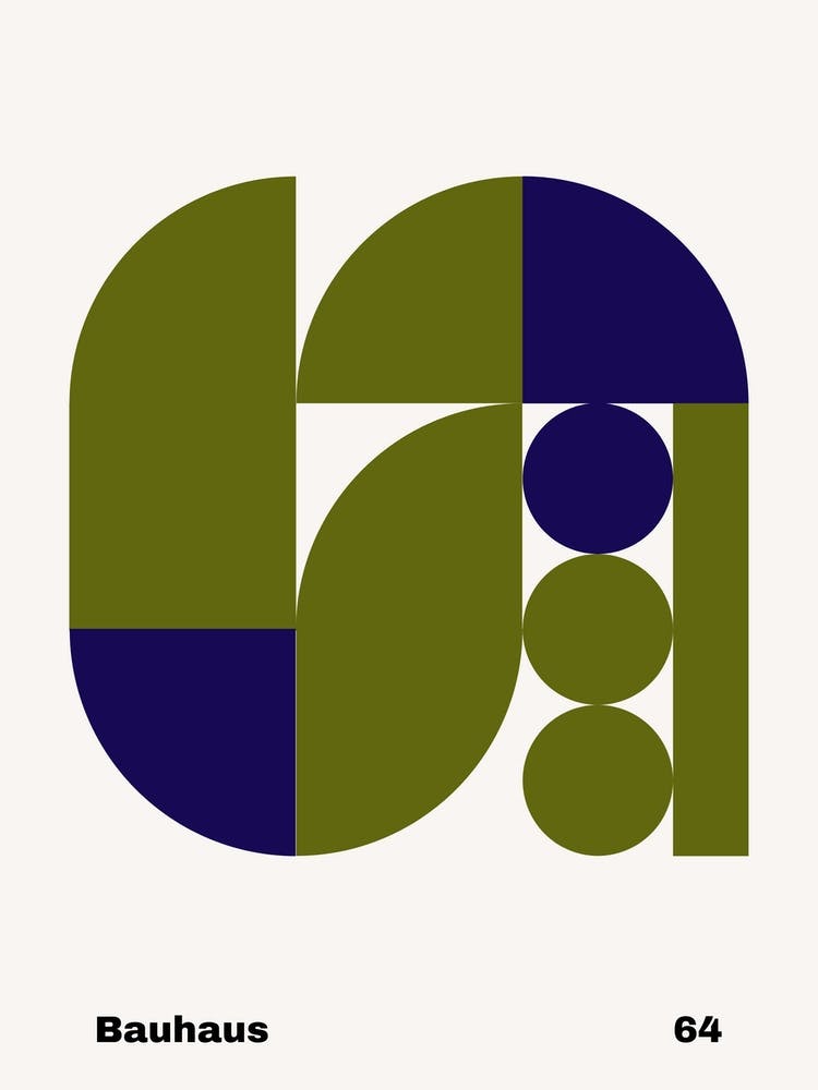 Geometric Bauhaus Poster Navy & Olive 64