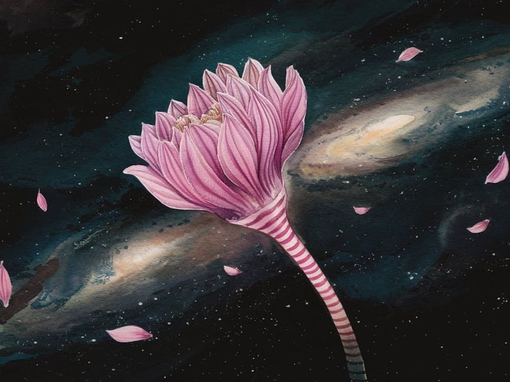 Mystical Galaxy Bloom Ethereal Space Flower Digital Print