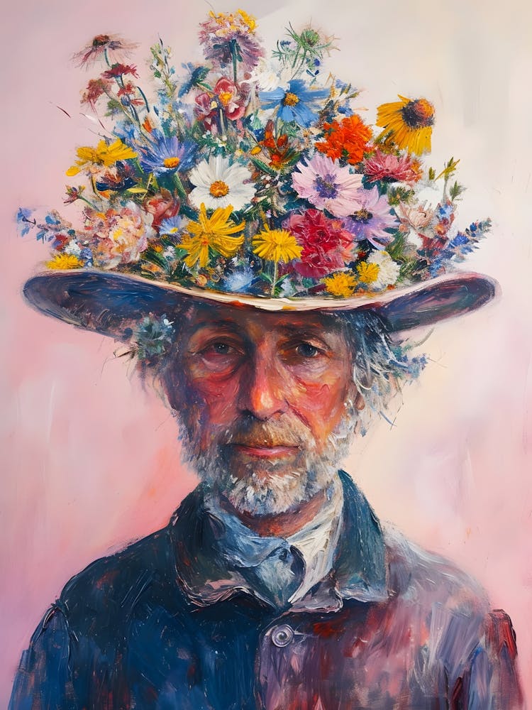 Flowers On A Man'S Head
