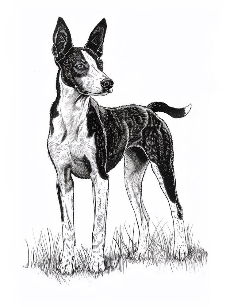 Basenji-Hund Strichskizze 4