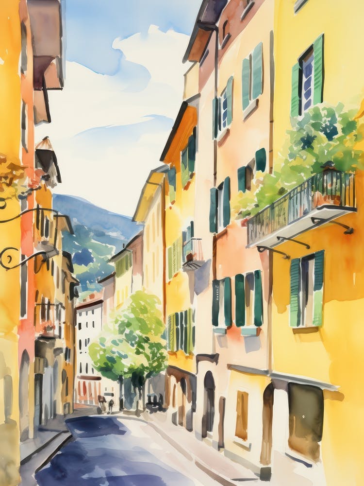 Bergamo, Italien Aquarell-Straßen 3