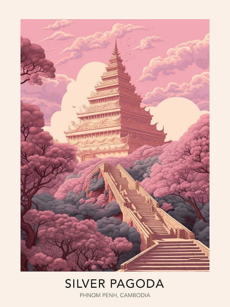 The Silver Pagoda Phnom Penh, Cambodia Travel Poster