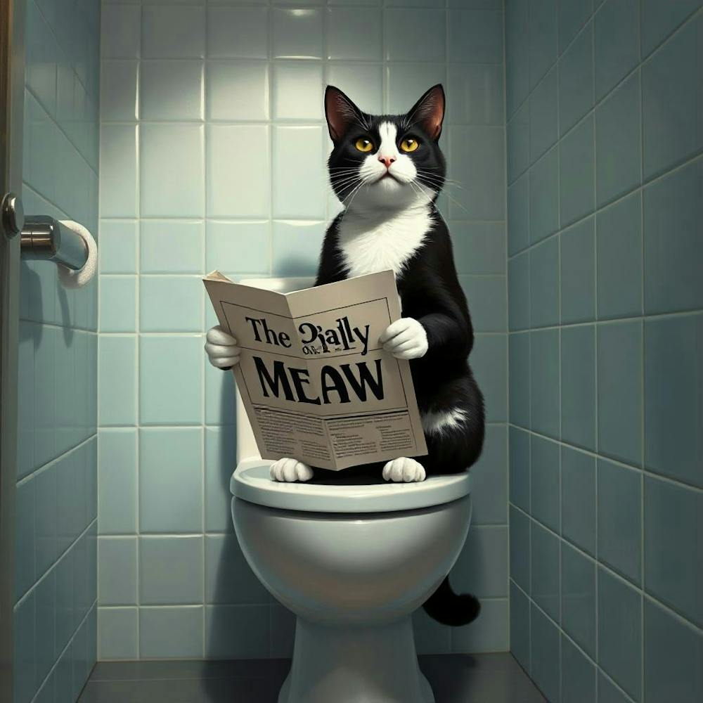 cat on toilet