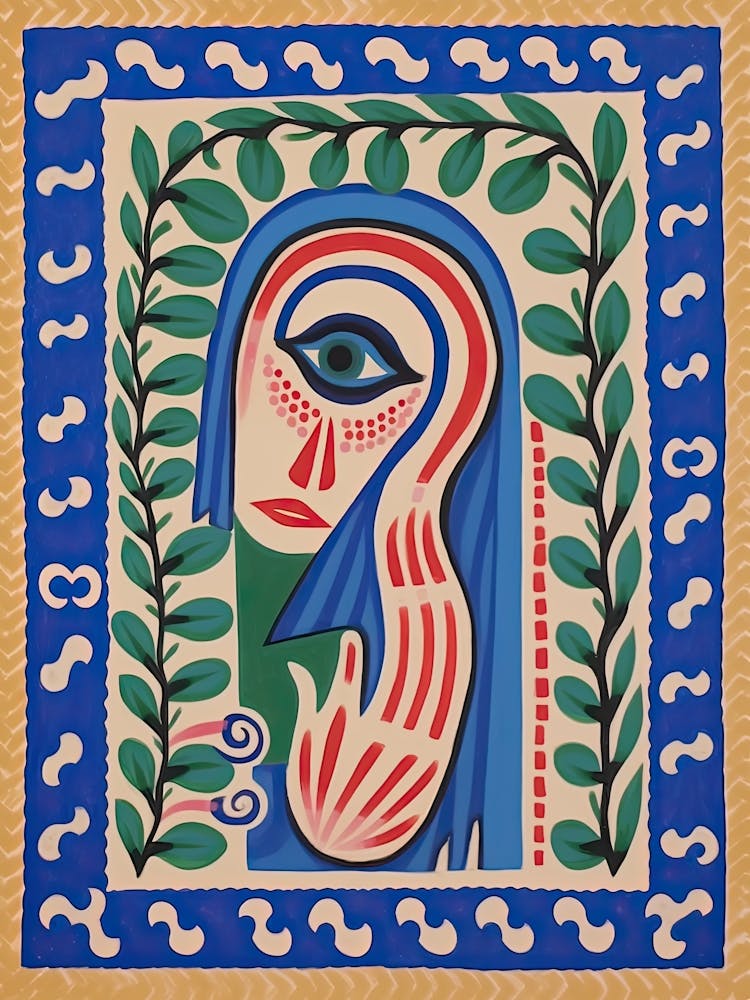 Folk Abstract Face Illustration 6