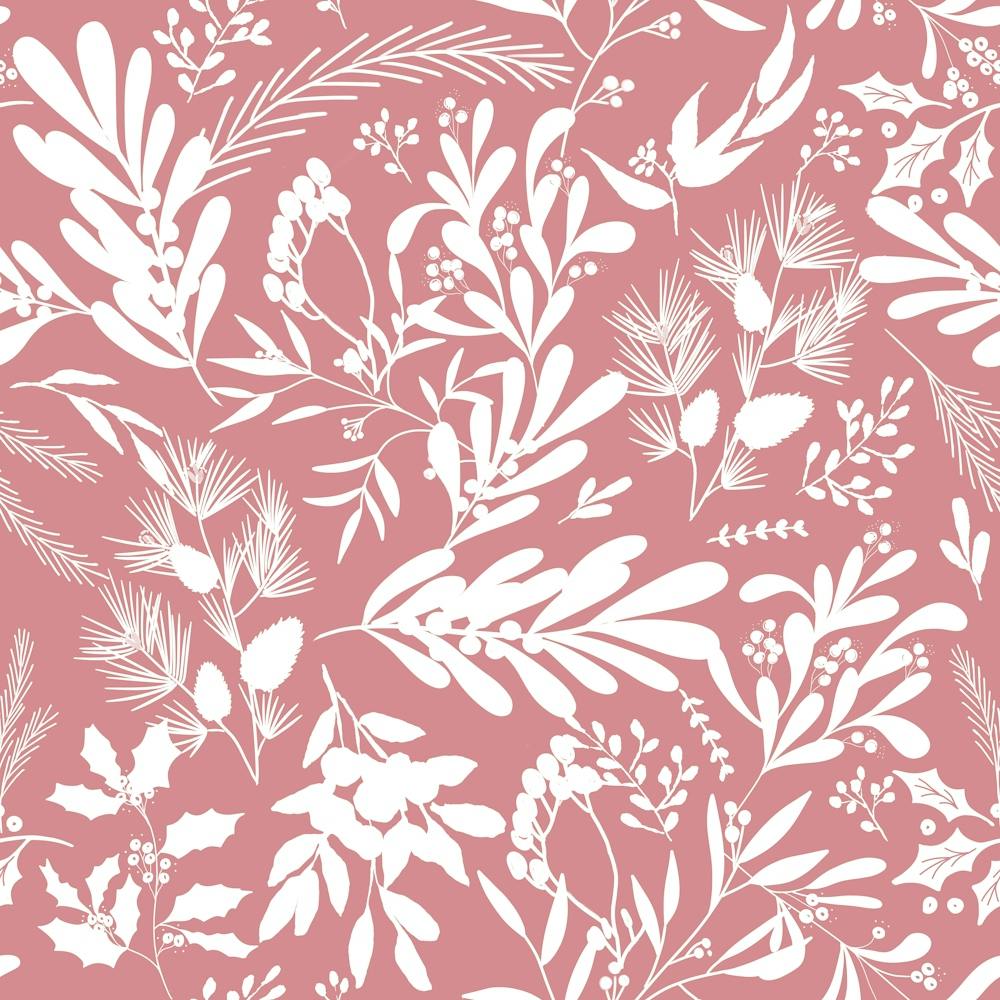 Christmas Botanical Leaves - Dusty Pink