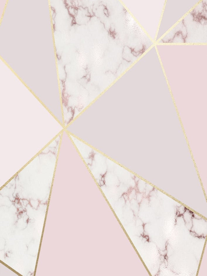 Rose Gold Baby Pink with Marble Abstract Shapes