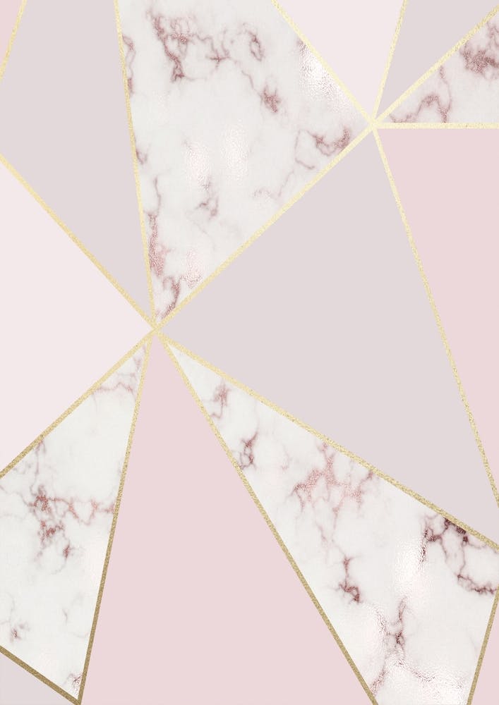 Rose Gold Baby Pink with Marble Abstract Shapes