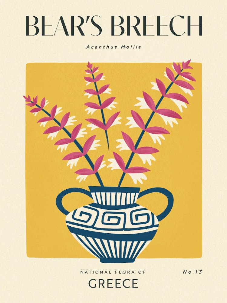 Fleur d'Acanthe Jaune et Rose Vintage de Grèce