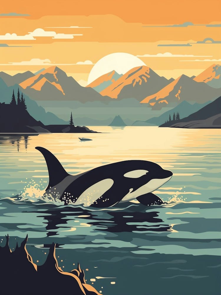 Orca Sunset & The Mountains Graphic Design 2