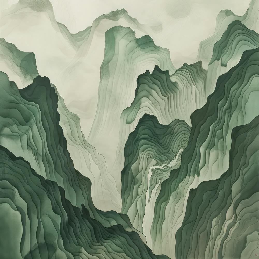 Japanese Watercolour Of Mount Hakusan 3