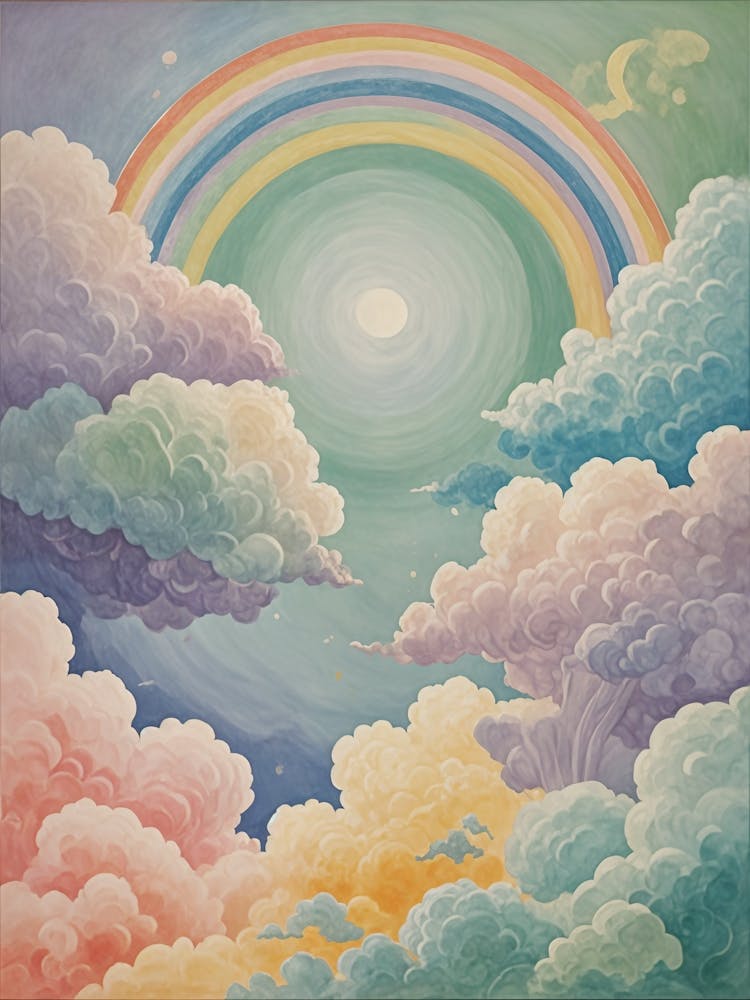 Arc-en-ciel et Nuages Dans Le Ciel Pastel