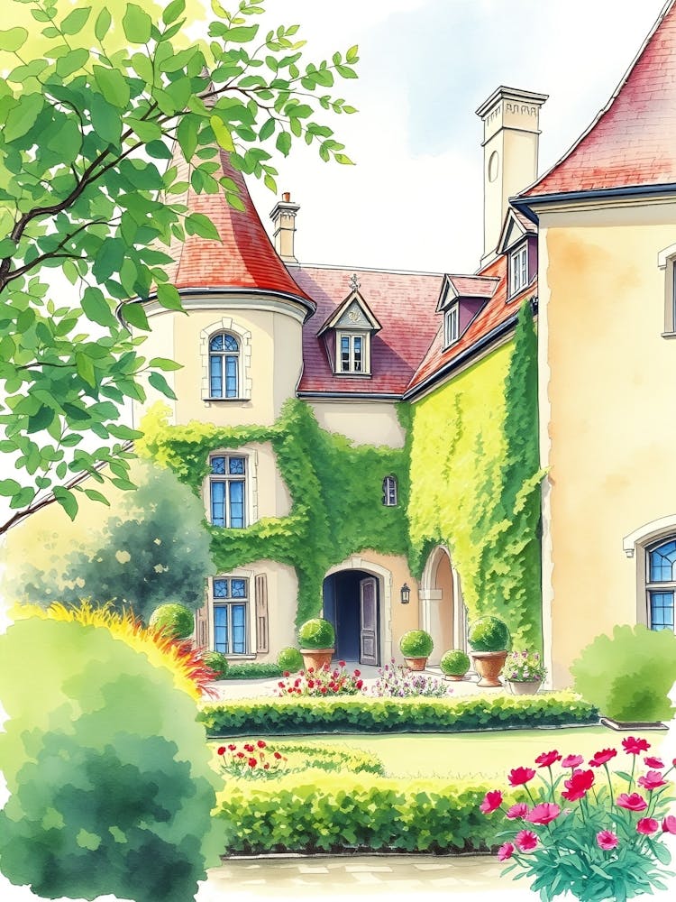 Aquarell eines Schlosses