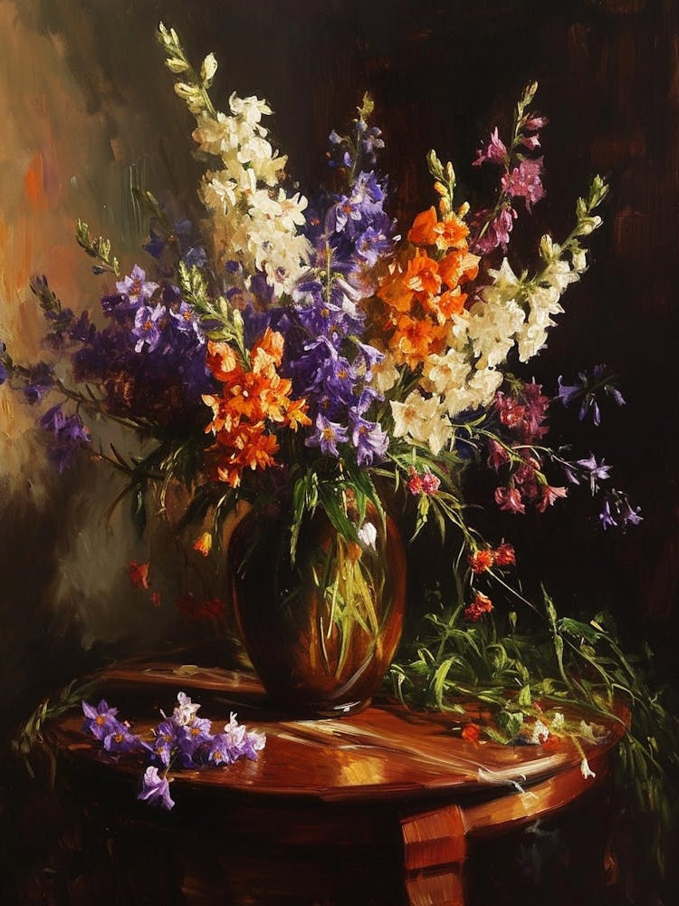 Baroque Floral Still Life Larkspur 3