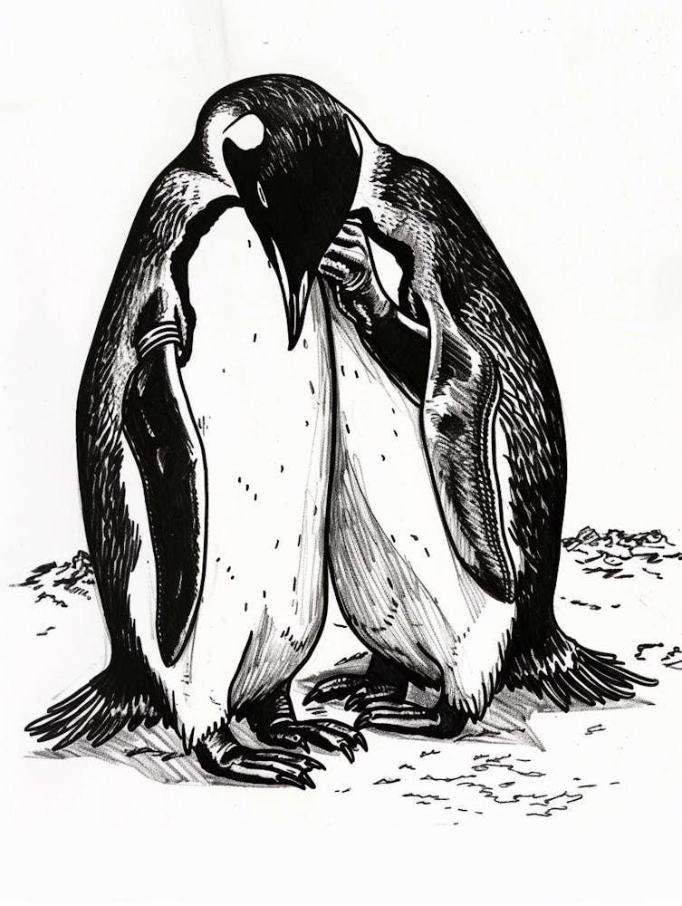 Emperor Penguin Preening Their Feathers 4