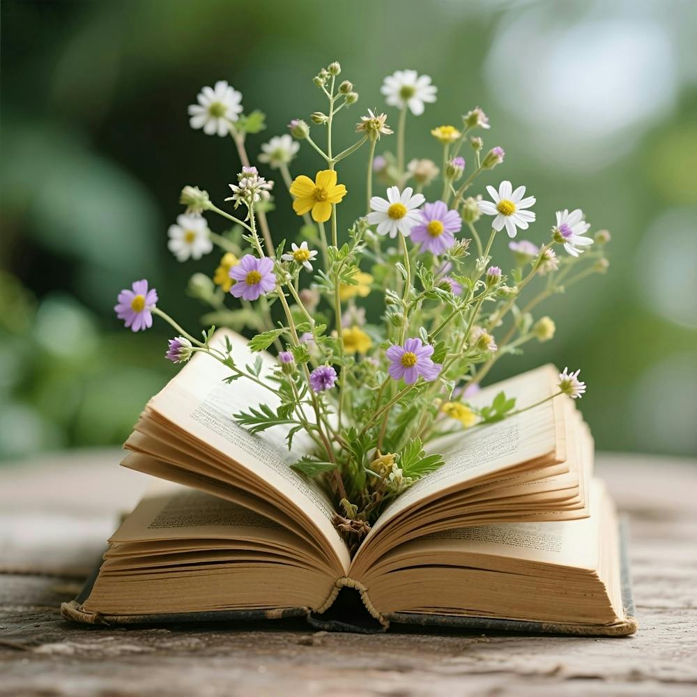 Open Book With Flowers 1